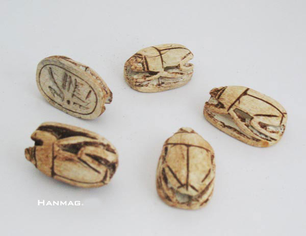 15 Egyptian Ceramic Carved Stone Scarab Beetles #795  